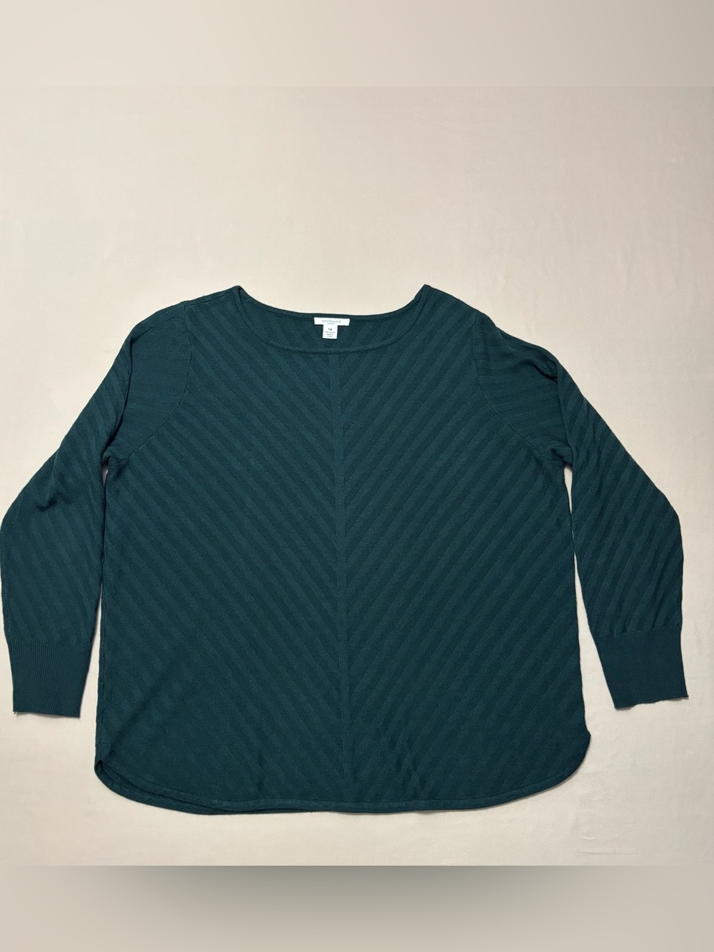 Westbound Women’s Forest Green Diagonal Texture Long Sleeve Top Size 1X